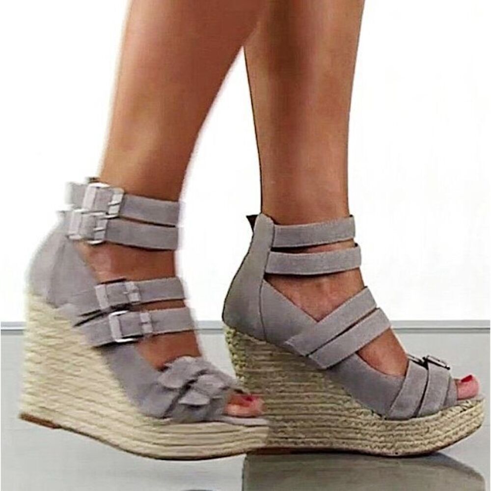 Kelsi Dagger Griselda Suede Espadrille Gray Size 7 New